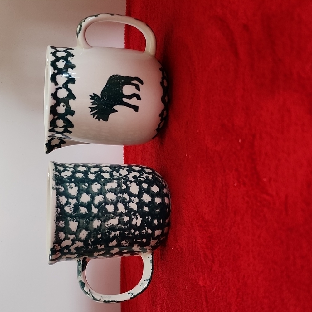 ☆Set of 2 Folk Craft Moose Country by Tienshan. Mug and Creamer.☆